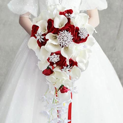 Silky Flower Store Artificial Flower Bouquet, Waterfall Simulation Faux Flowers, PU Decorative Arrangement, Home Wedding Event Decor 32.5cm 10 10 Product: Kangnice Artificial Flower Bouquet Button Waterfall Simulation Fake Flowers