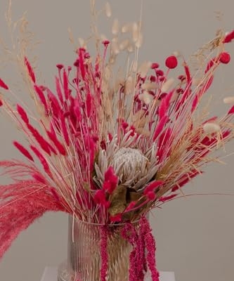 Product: Kind Protea Preserved & hot Pink Amaranthus Dried Loose Flowers Centerpiece and vase Arrangement for Home and Wedding(Green) Garland for Table Centerpiece Holiday Party Weddi