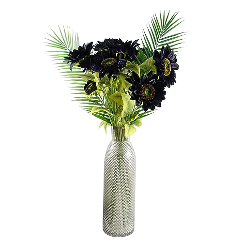 Silky Flower Store Leaf Design Artificial Flowers, Sunflower Style Faux Stem, Three Head Decorative Bouquet, Flexible Wired Stems, 32.5cm 3 3 Product: Leaf Design Artificial Flowers
