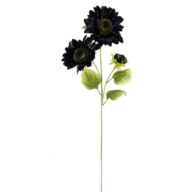 Silky Flower Store Leaf Design Artificial Flowers, Sunflower Style Faux Stem, Three Head Decorative Bouquet, Flexible Wired Stems, 32.5cm 7 7 Product: Leaf Design Artificial Flowers