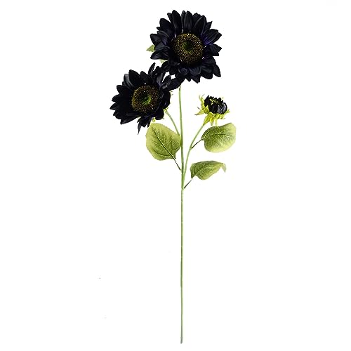 Silky Flower Store Leaf Design Artificial Flowers, Sunflower Style Faux Stem, Three Head Decorative Bouquet, Flexible Wired Stems, 32.5cm 2 2 Product: Leaf Design Artificial Flowers
