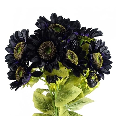 Silky Flower Store Leaf Design Artificial Flowers, Sunflower Style Faux Stem, Three Head Decorative Bouquet, Flexible Wired Stems, 32.5cm 9 9 Product: Leaf Design Artificial Flowers