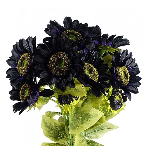 Silky Flower Store Leaf Design Artificial Flowers, Sunflower Style Faux Stem, Three Head Decorative Bouquet, Flexible Wired Stems, 32.5cm 4 4 Product: Leaf Design Artificial Flowers