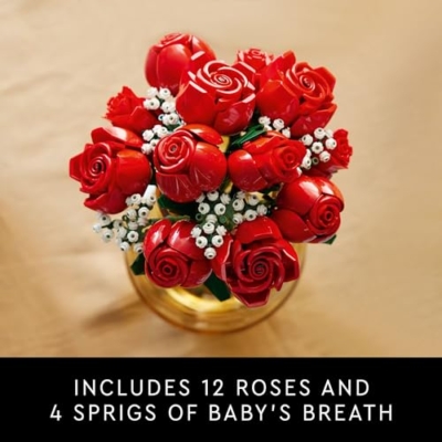 Product: LEGO Botanicals Bouquet of Roses Artificial Flowers - Fake Red Roses Building Set for Adults, Ages 18+ - Gifts for Anniversary for Women & Men - Home Decor for Table Display - 10328