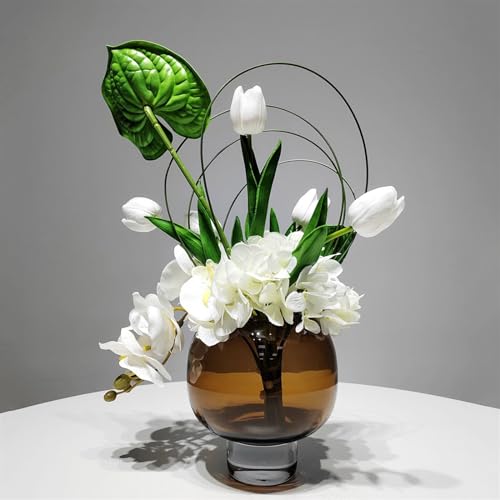Product: LIAN16PENG Floral Installations Negotiation Table Simulation Floral Decorative Ornaments Fashion Light Luxury Artificial Flowers Glazed Cup Amber Flower Ware Party Decoration