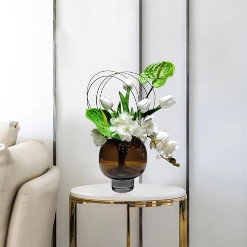 Product: LIAN16PENG Floral Installations Negotiation Table Simulation Floral Decorative Ornaments Fashion Light Luxury Artificial Flowers Glazed Cup Amber Flower Ware Party Decoration