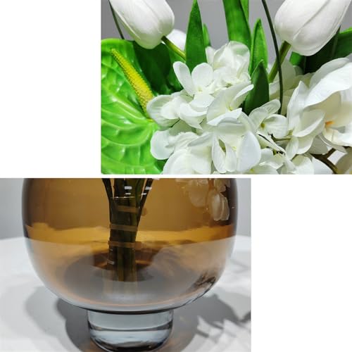 Product: LIAN16PENG Floral Installations Negotiation Table Simulation Floral Decorative Ornaments Fashion Light Luxury Artificial Flowers Glazed Cup Amber Flower Ware Party Decoration