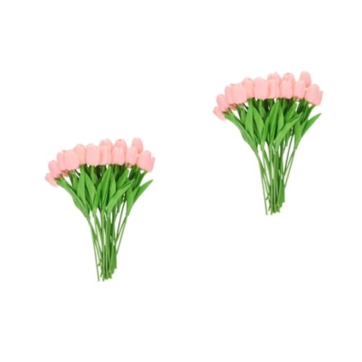 Product: LOGOFUN 48PCS Artificial Flower Stem Lifelike Faux Floral Bouquet for Wedding Festival Party Kitchen Home Decoration - Pink