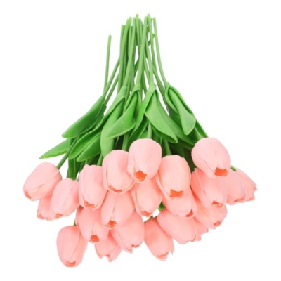Product: LOGOFUN 48pcs Artificial Tulips Bouquet Lifelike Faux Flowers for Wedding Party Kitchen Home Decor Arrangement