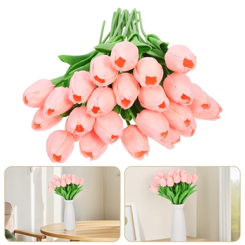 Product: LOGOFUN 48pcs Artificial Tulips Bouquet Lifelike Faux Flowers for Wedding Party Kitchen Home Decor Arrangement