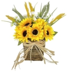 Product: LUMINFLY Door Wreaths Sunflower Hanging Floral Basket, 9.9 in X 15 in / 25 Cm X 38 Cm Yellow Artificial Decoration, Burlap Ribbon, Front Door Outside All Season, Baskets for Flowers