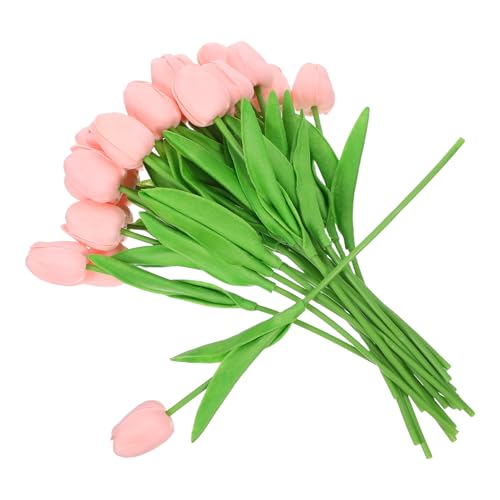 Product: LUOZZY 48 Pcs Artificial Tulips Faux Flower Bouquet for Wedding Party Kitchen Home Decor Arrangement Pink