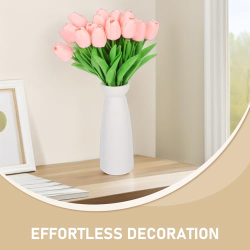 Product: LUOZZY 48 Pcs Artificial Tulips Faux Flower Bouquet for Wedding Party Kitchen Home Decor Arrangement Pink