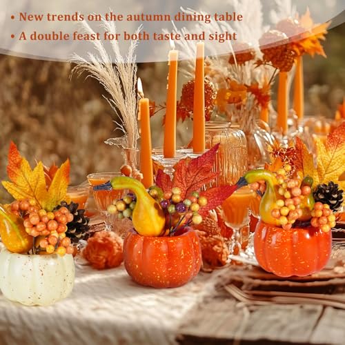 Silky Flower Store Artificial Pumpkin Decorations, Autumn Orange Harvest Décor, Maple Berry Acorn Pine Cone Set of 6, 20.5cm 4 4 Product: Miaikoe Set of 6 Artificial Pumpkin Decorations, Autumn Decorative Orange Pumpkin with Maple Berry Acorn Pine Cone Vegetables for Fall Thanksgiving Harvest Party Decoration