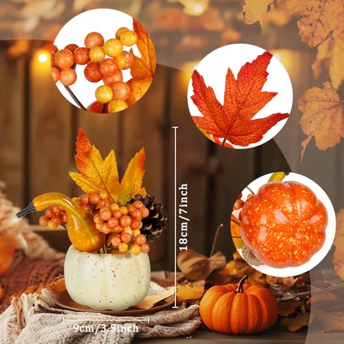 Silky Flower Store Artificial Pumpkin Decorations, Autumn Orange Harvest Décor, Maple Berry Acorn Pine Cone Set of 6, 20.5cm 1 1 Product: Miaikoe Set of 6 Artificial Pumpkin Decorations, Autumn Decorative Orange Pumpkin with Maple Berry Acorn Pine Cone Vegetables for Fall Thanksgiving Harvest Party Decoration