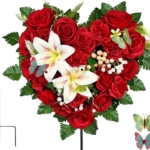 Product: MUVIC Aritificial Cemetery Wreath,Heart Shape Grave Flowers