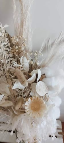 Product: Neutral White Beige Dried Flower Bouquet Bridal Wedding Decor Natural Preserved Flowers Bunch Everlasting Rustic Home Décor Floral Dry for Wedding, Party and Church(WHITE) Garland for Table Centerpiec