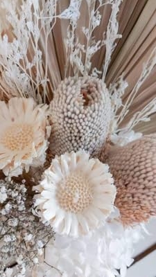 Product: Neutral White Beige Preserved Floral Arrangement In Vase Palm Banksia Dried Flowers Everlasting Bouquet Natural Home Wedding Décor for Front Door Hanging Wall Window Party Decoration(white) Garland fo