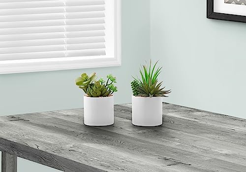 Product: OPAHDN Enhance Your Space with 7" Tall Artificial Succulent Plants, Easy Care Faux Greenery in White Ceramic Pots, Set of 2