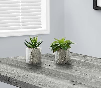Product: OPAHDN Indoor Faux Succulent Plants Set of 2, 7" Tall Greenery in Grey Cement Pots