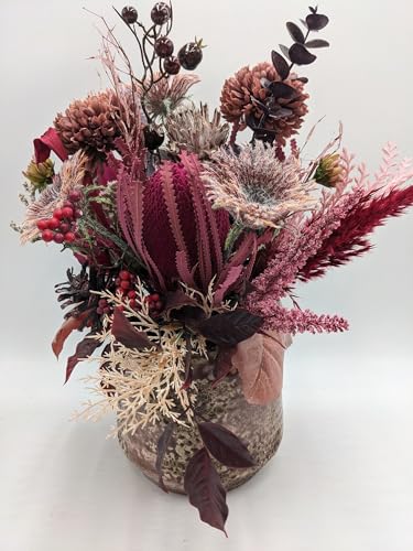 Product: Pink Autumn Arrangement Flowers, Artificial Cones Spring Protea for Home Arrangements Table Centerpiece Decorations Garland for Table Centerpiece Holiday Party Weddi