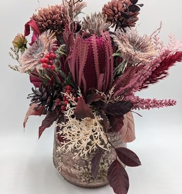 Product: Pink Autumn Arrangement Flowers, Artificial Cones Spring Protea for Home Arrangements Table Centerpiece Decorations Garland for Table Centerpiece Holiday Party Weddi