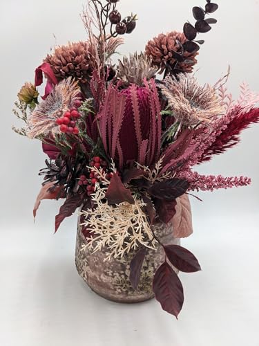 Product: Pink Autumn Arrangement Flowers, Artificial Cones Spring Protea for Home Arrangements Table Centerpiece Decorations Garland for Table Centerpiece Holiday Party Weddi