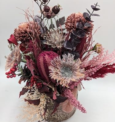 Product: Pink Autumn Arrangement Flowers, Artificial Cones Spring Protea for Home Arrangements Table Centerpiece Decorations Garland for Table Centerpiece Holiday Party Weddi