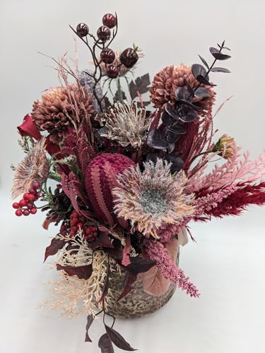 Product: Pink Autumn Arrangement Flowers, Artificial Cones Spring Protea for Home Arrangements Table Centerpiece Decorations Garland for Table Centerpiece Holiday Party Weddi