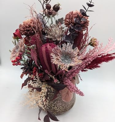 Product: Pink Autumn Arrangement Flowers, Artificial Cones Spring Protea for Home Arrangements Table Centerpiece Decorations Garland for Table Centerpiece Holiday Party Weddi
