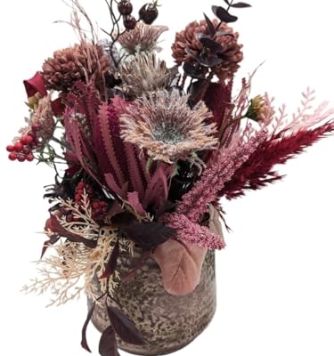 Product: Pink Autumn Arrangement Flowers, Artificial Cones Spring Protea for Home Arrangements Table Centerpiece Decorations Garland for Table Centerpiece Holiday Party Weddi