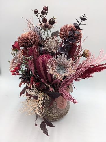 Product: Pink Autumn Arrangement Flowers, Artificial Cones Spring Protea for Home Arrangements Table Centerpiece Decorations Garland for Table Centerpiece Holiday Party Weddi