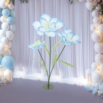 Product: QIANMOON Artificial Flowers for Wedding, 62.99in Huge Artificial Silk Flower Decor, 3-Head Artificial Flowers for Wedding, Birthday Party Banquet Background, Shop Window Display (Blue)