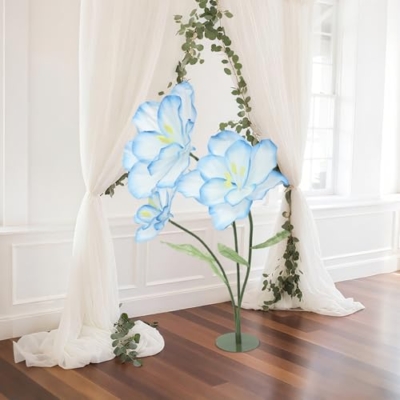 Product: QIANMOON Artificial Flowers for Wedding, 62.99in Huge Artificial Silk Flower Decor, 3-Head Artificial Flowers for Wedding, Birthday Party Banquet Background, Shop Window Display (Blue)