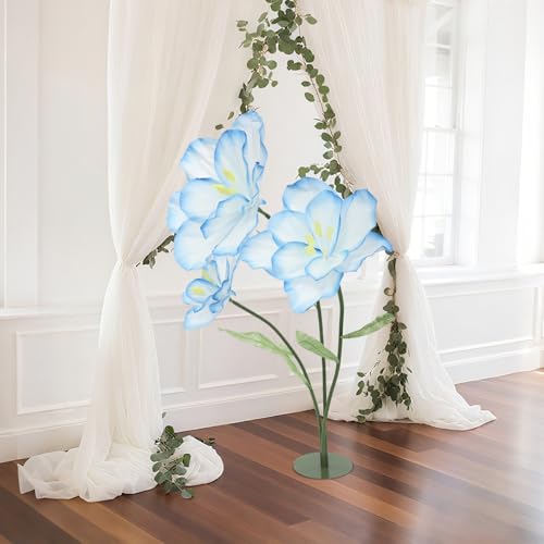 Product: QIANMOON Artificial Flowers for Wedding, 62.99in Huge Artificial Silk Flower Decor, 3-Head Artificial Flowers for Wedding, Birthday Party Banquet Background, Shop Window Display (Blue)