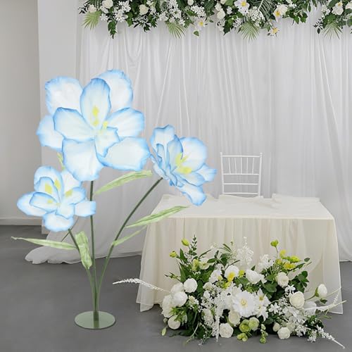 Product: QIANMOON Artificial Flowers for Wedding, 62.99in Huge Artificial Silk Flower Decor, 3-Head Artificial Flowers for Wedding, Birthday Party Banquet Background, Shop Window Display (Blue)
