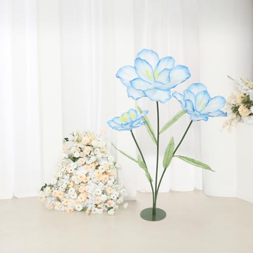 Product: QIANMOON Artificial Flowers for Wedding, 62.99in Huge Artificial Silk Flower Decor, 3-Head Artificial Flowers for Wedding, Birthday Party Banquet Background, Shop Window Display (Blue)
