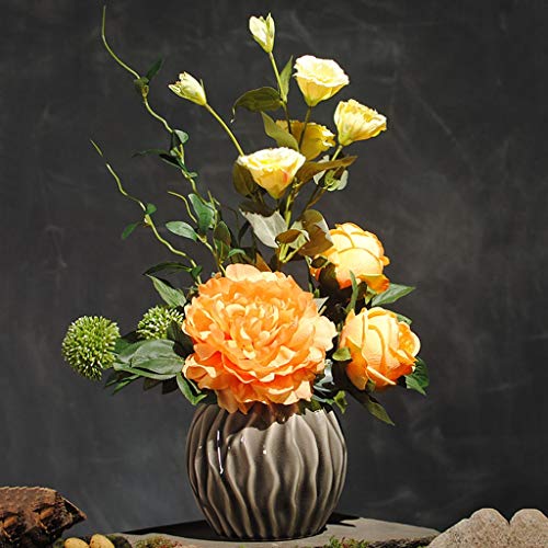 Product: QSYJCCXDL Artificial Flower in Pot Orange Peony Simulation Flower Suit for Living Room Table Silk Flower Rose Decoration Flower Decorative Flower Table Centerpiece Office Wedding Party Decoration