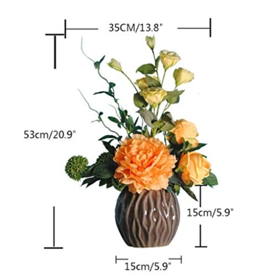 Product: QSYJCCXDL Artificial Flower in Pot Orange Peony Simulation Flower Suit for Living Room Table Silk Flower Rose Decoration Flower Decorative Flower Table Centerpiece Office Wedding Party Decoration