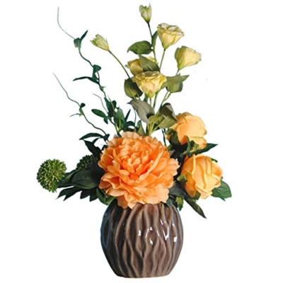 Product: QSYJCCXDL Artificial Flower in Pot Orange Peony Simulation Flower Suit for Living Room Table Silk Flower Rose Decoration Flower Decorative Flower Table Centerpiece Office Wedding Party Decoration
