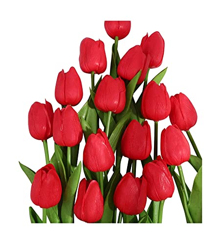 Product: QWQZZRZK 10Pcs Artificial Tulips 34cm Tall Plastic Fake Flowers Plants Flower Arrangements Wedding Bouquets Table Centerpieces Home Garden Party Decoration - Without Vase