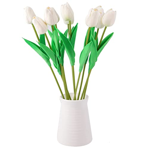 Product: SLCHJXS 10pcs Fake Tulips Flower Realistic Tulips Artificial Tulips Real Touch Simulation Tulips Fake Flower Plastic Flower Decoration Faux Tulips Home Orname, 34 * 7cm, Red