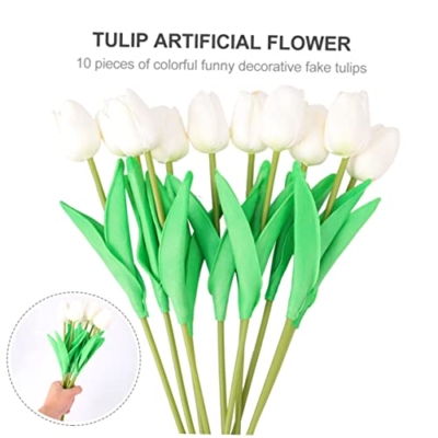 Product: SLCHJXS 10pcs Fake Tulips Flower Realistic Tulips Artificial Tulips Real Touch Simulation Tulips Fake Flower Plastic Flower Decoration Faux Tulips Home Orname, 34 * 7cm, Red