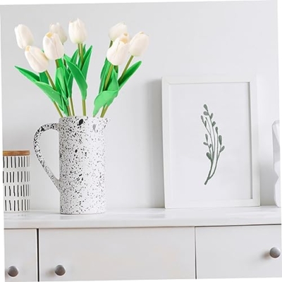 Product: SLCHJXS 10pcs Fake Tulips Flower Realistic Tulips Artificial Tulips Real Touch Simulation Tulips Fake Flower Plastic Flower Decoration Faux Tulips Home Orname, 34 * 7cm, Red
