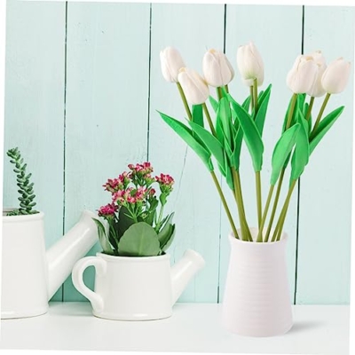 Product: SLCHJXS 10pcs Fake Tulips Flower Realistic Tulips Artificial Tulips Real Touch Simulation Tulips Fake Flower Plastic Flower Decoration Faux Tulips Home Orname, 34 * 7cm, Red