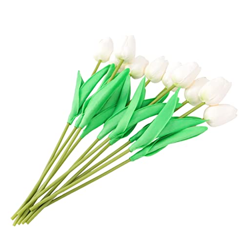 Product: SLCHJXS 10pcs Fake Tulips Flower Realistic Tulips Artificial Tulips Real Touch Simulation Tulips Fake Flower Plastic Flower Decoration Faux Tulips Home Orname, 34 * 7cm, Red