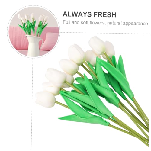 Product: SLCHJXS 10pcs Fake Tulips Flower Realistic Tulips Artificial Tulips Real Touch Simulation Tulips Fake Flower Plastic Flower Decoration Faux Tulips Home Orname, 34 * 7cm, Red