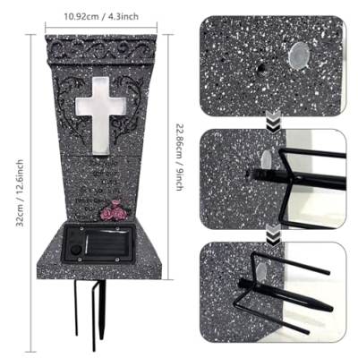 Product: Solar Cross Light Memorial Stone Solar Cemetery Vase with LED Cross Decorations Condolence Gifts for Loss of Loved One