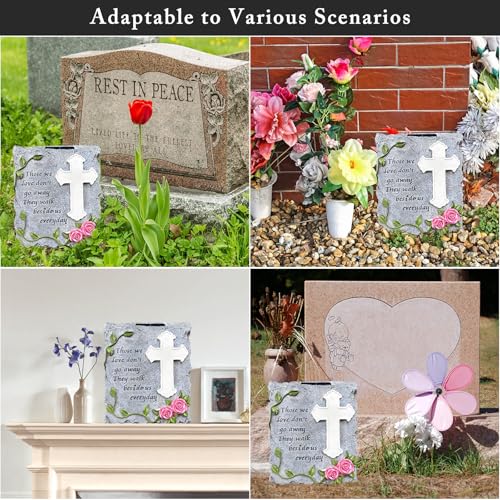 Product: Solar Cross Light Memorial Stone Solar Cemetery Vase with LED Cross Decorations Condolence Gifts for Loss of Loved One