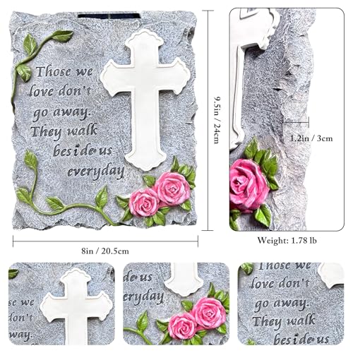 Product: Solar Cross Light Memorial Stone Solar Cemetery Vase with LED Cross Decorations Condolence Gifts for Loss of Loved One